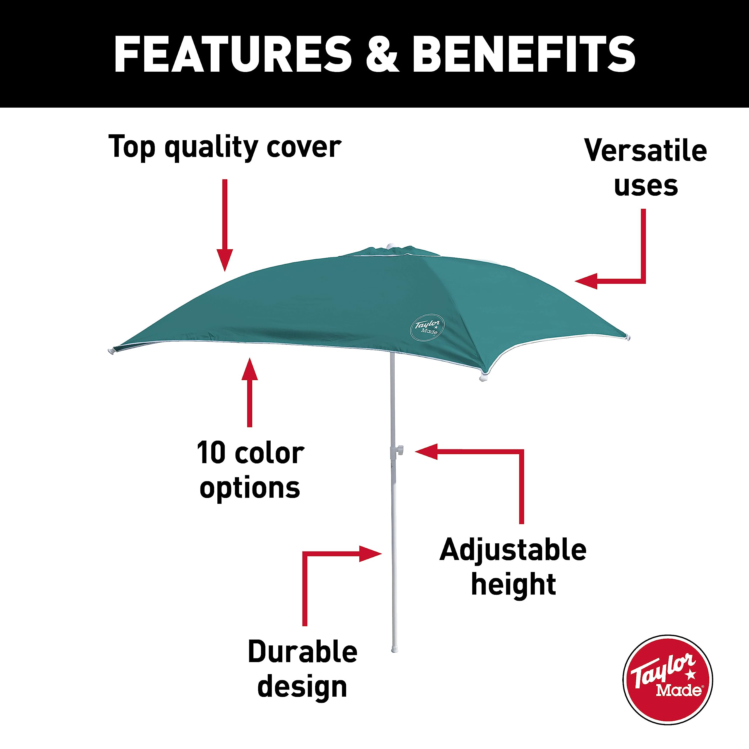 Taylor Made Anchorshade III Boat Shade, Teal, 6' x 6', Adjustable Aluminum Pole to 8 Feet, UV-Treated Fade-Resistant Nylon, Market-Style Top, Carrying Case, Fits Most Boats and Benches – 22044 - Image 4