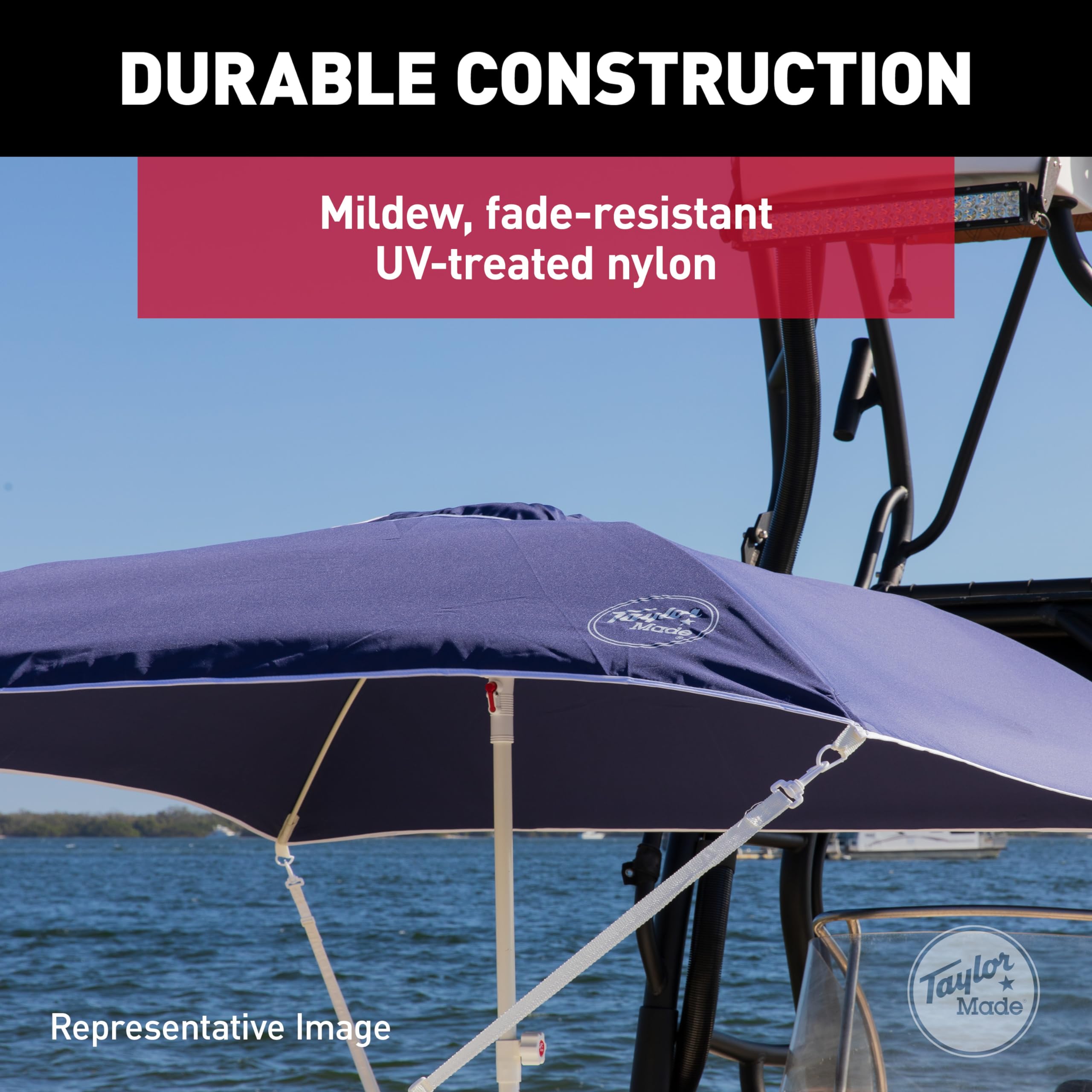 Taylor Made Anchorshade III Boat Shade, Teal, 6' x 6', Adjustable Aluminum Pole to 8 Feet, UV-Treated Fade-Resistant Nylon, Market-Style Top, Carrying Case, Fits Most Boats and Benches – 22044 - Image 11
