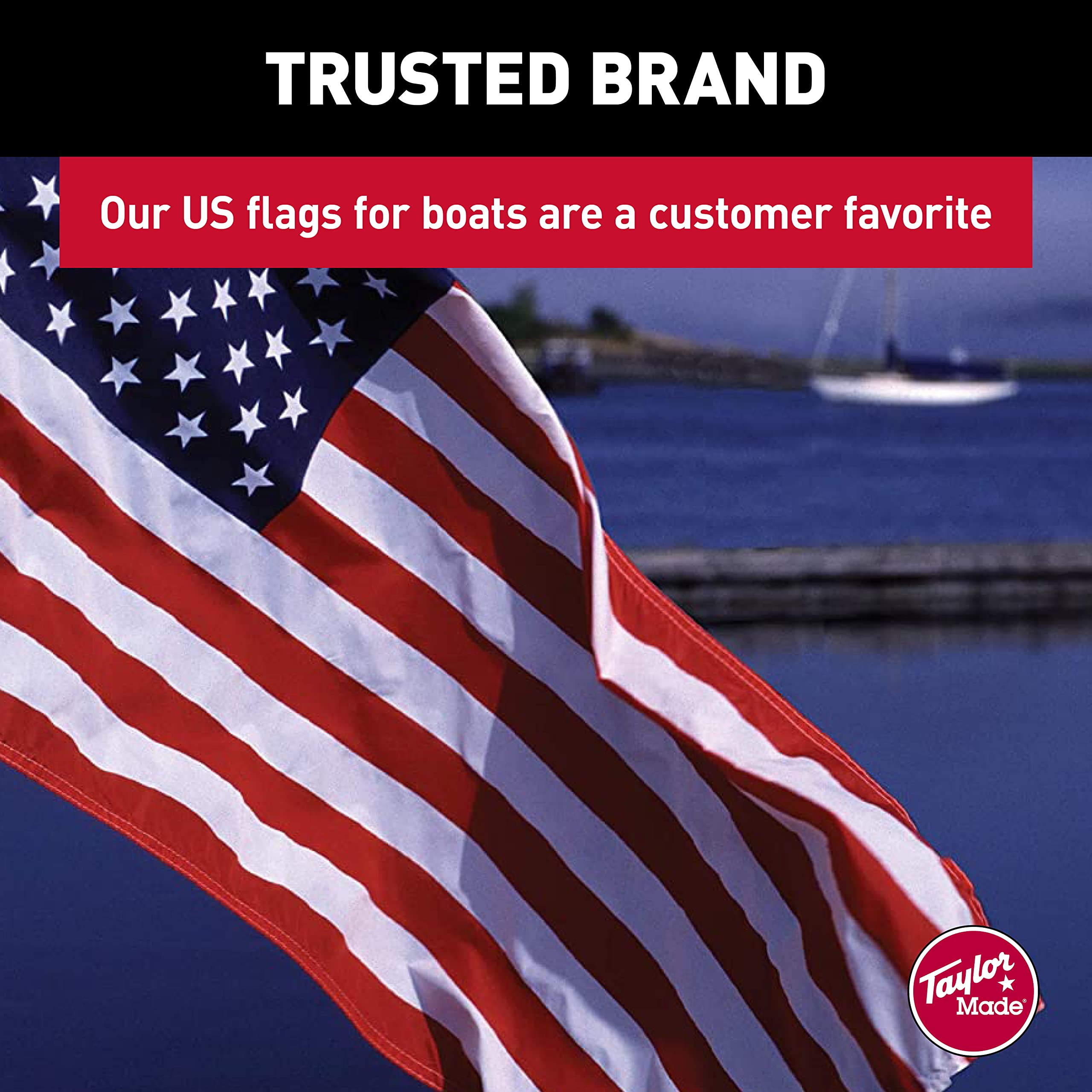 Taylor Made Sewn American Flag for Boats, 12" x 18", Marine-Grade Nylon, Fade Resistant, Brass Grommets, Embroidered Stars and Stripes, Flag only - 2020109194 - Image 4